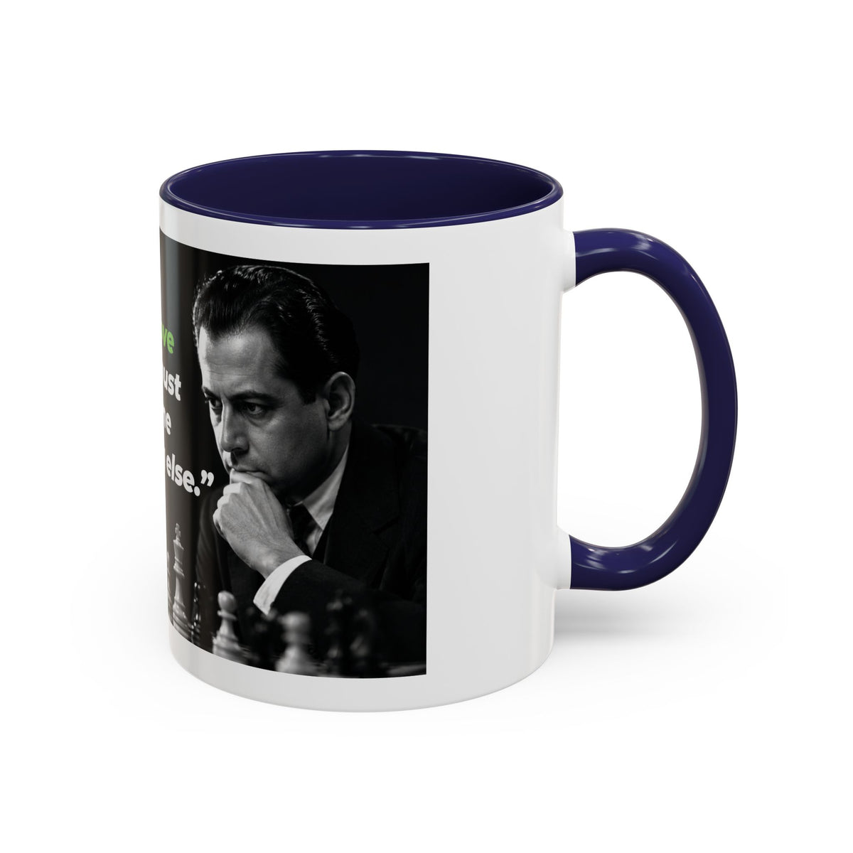Accent Coffee Mug — "To Improve Your Game, Study the Endgame" José Capablanca Chess Quote