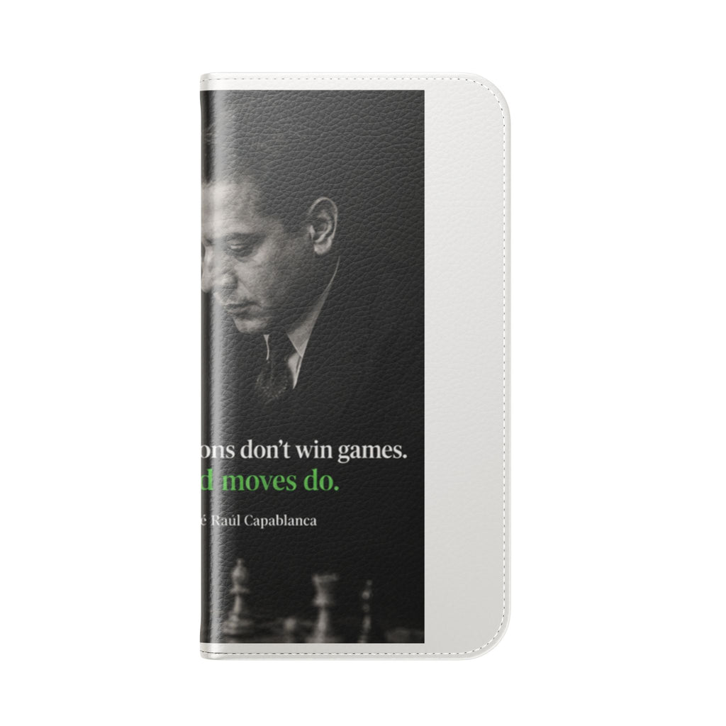 Chess Quote Flip Case — 'Good Positions Don't Win Games. Good Moves Do.' Wallet Phone Cover