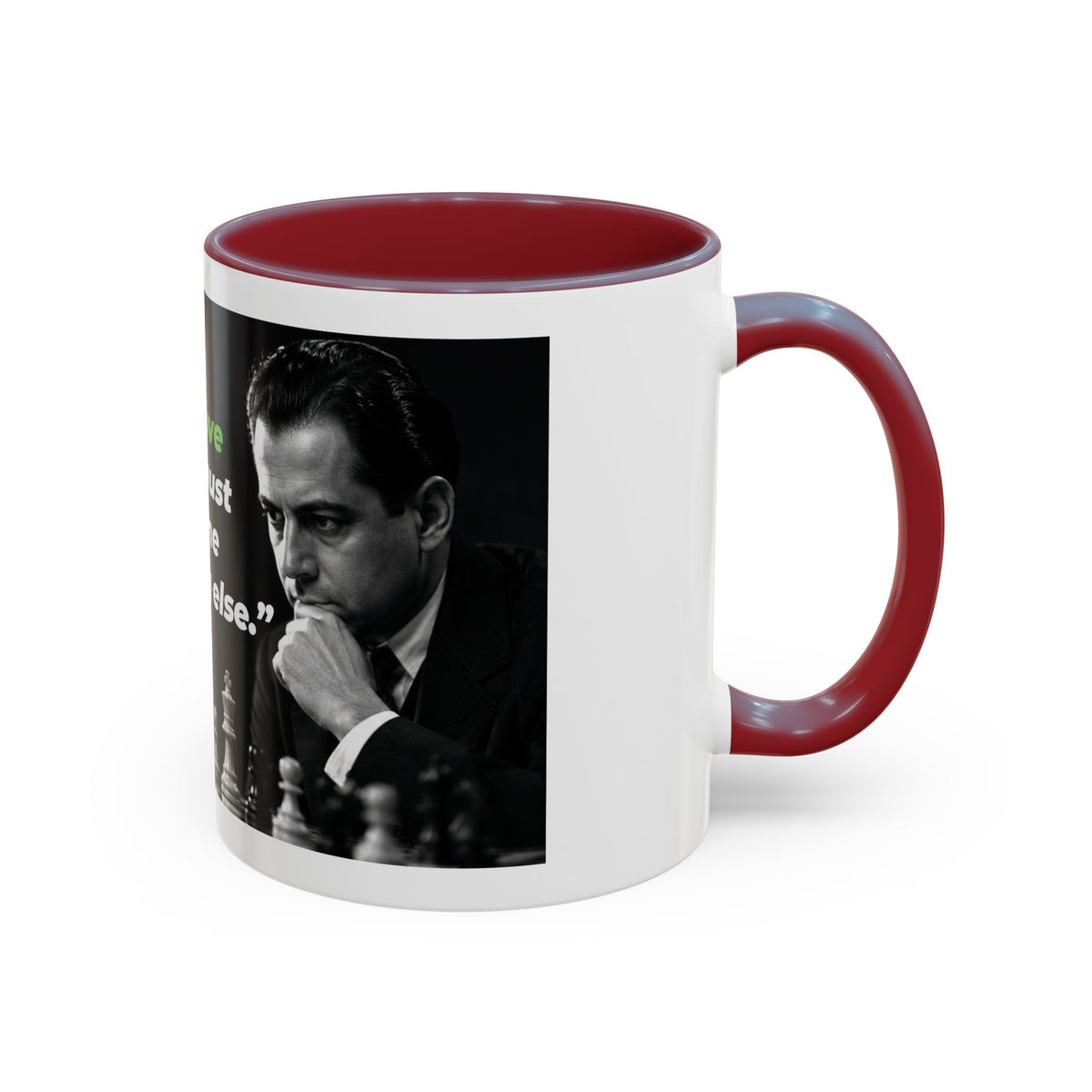 Accent Coffee Mug — "To Improve Your Game, Study the Endgame" José Capablanca Chess Quote