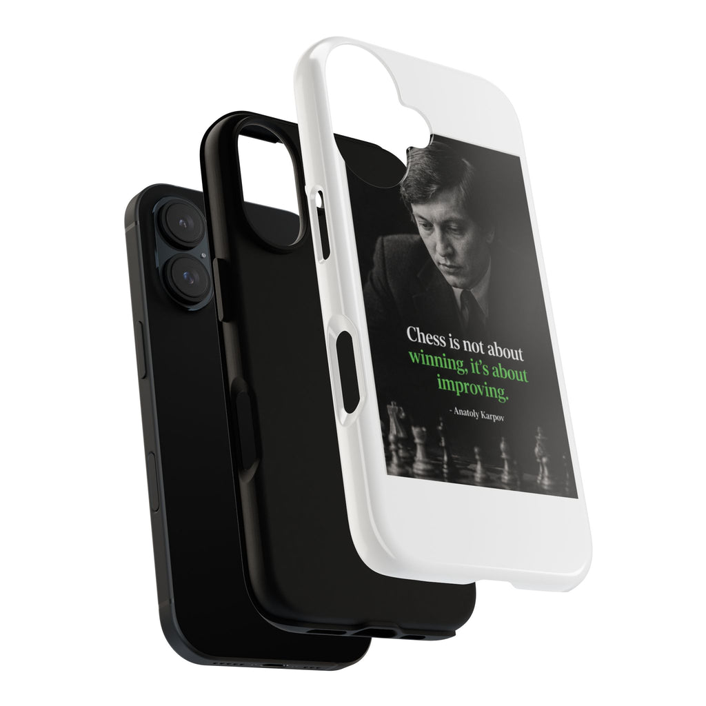 Chess Quote Phone Case — Anatoly Karpov 'Chess is not about winning, it's about improving'