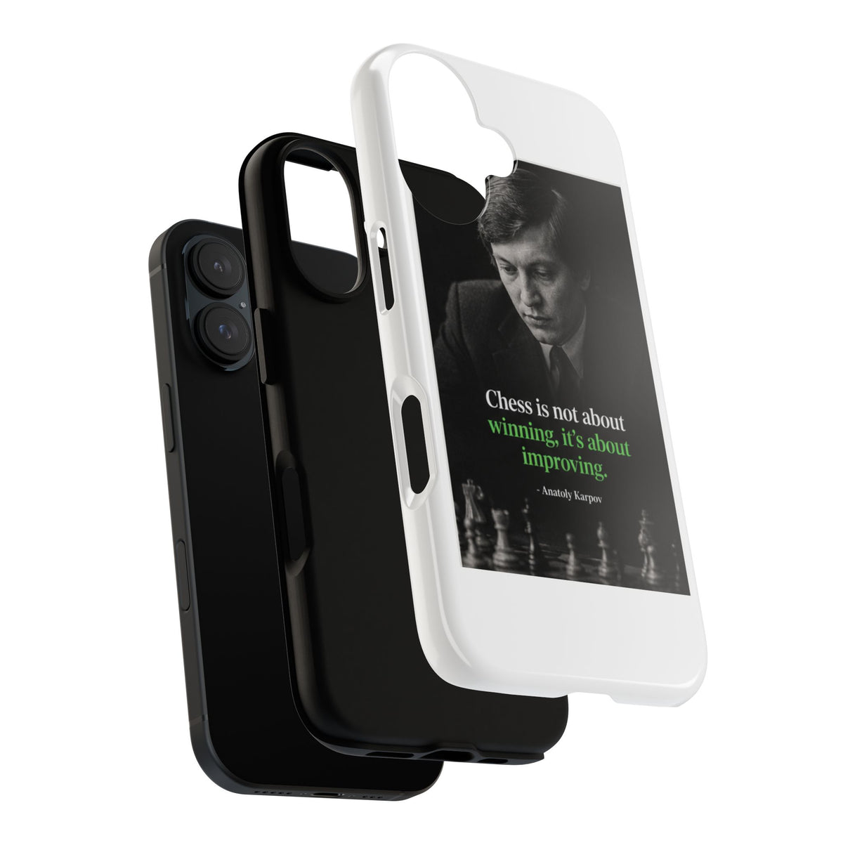 Chess Quote Phone Case — Anatoly Karpov 'Chess is not about winning, it's about improving'