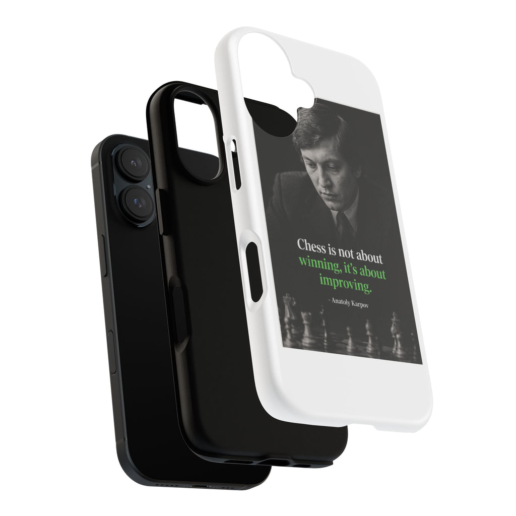 Chess Quote Phone Case — Anatoly Karpov 'Chess is not about winning, it's about improving'