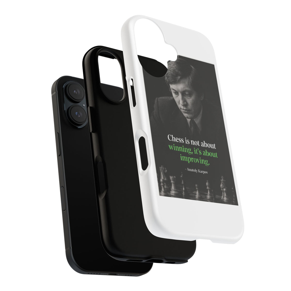 Chess Quote Phone Case — Anatoly Karpov 'Chess is not about winning, it's about improving'