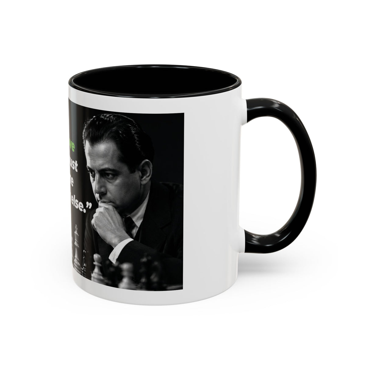 Accent Coffee Mug — "To Improve Your Game, Study the Endgame" José Capablanca Chess Quote