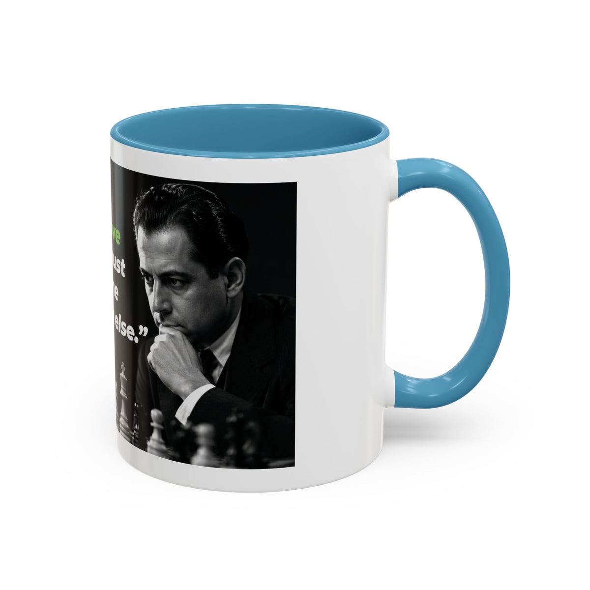 Accent Coffee Mug — "To Improve Your Game, Study the Endgame" José Capablanca Chess Quote